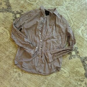 Oversized burgundy striped boyfriend button up shirt